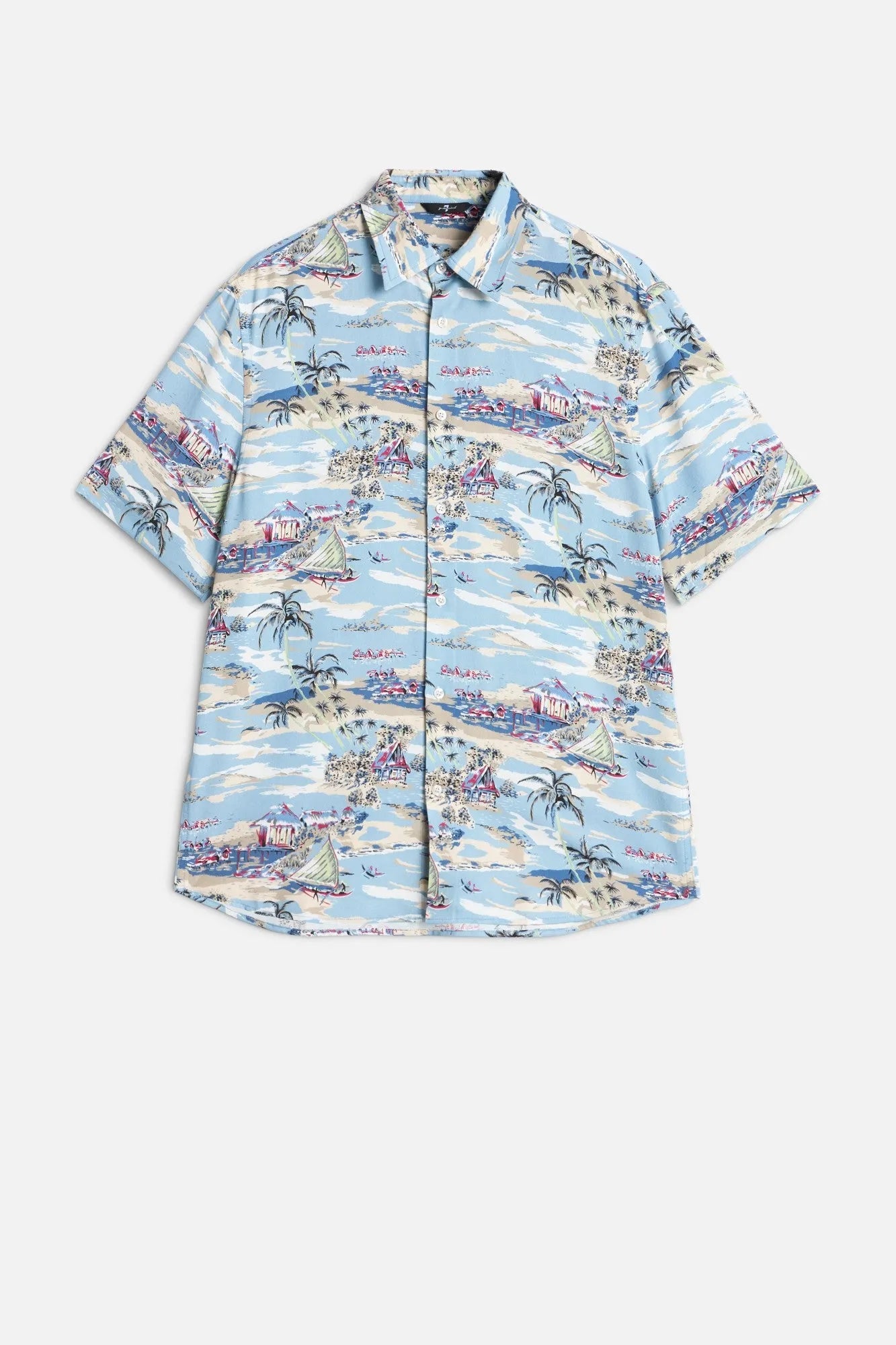 7 For All Mankind Aloha Men Short Sleeve Button Up Shirt in Fluid SKU: 7M8N0G56_3HT Image 01