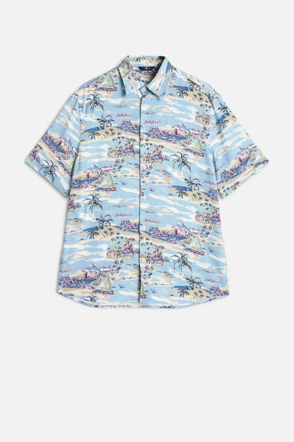 7 For All Mankind Aloha Men Short Sleeve Button Up Shirt in Fluid SKU: 7M8N0G56_3HT Image 01
