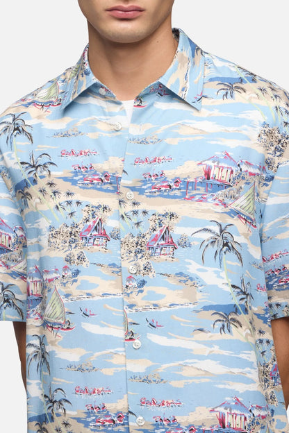 7 For All Mankind Aloha Men Short Sleeve Button Up Shirt in Fluid SKU: 7M8N0G56_3HT Image 04