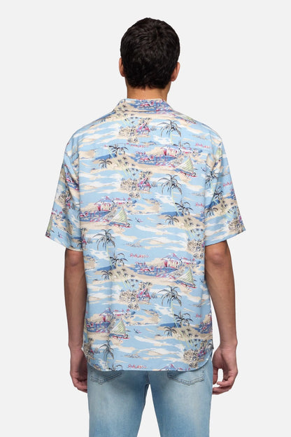 7 For All Mankind Aloha Men Short Sleeve Button Up Shirt in Fluid SKU: 7M8N0G56_3HT Image 05