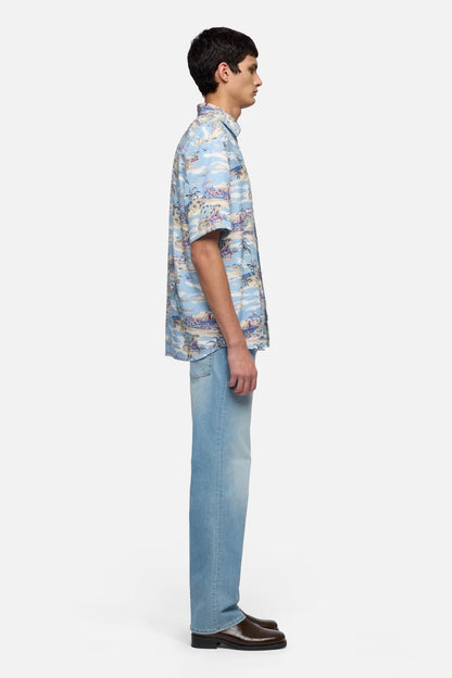 7 For All Mankind Aloha Men Short Sleeve Button Up Shirt in Fluid SKU: 7M8N0G56_3HT Image 06