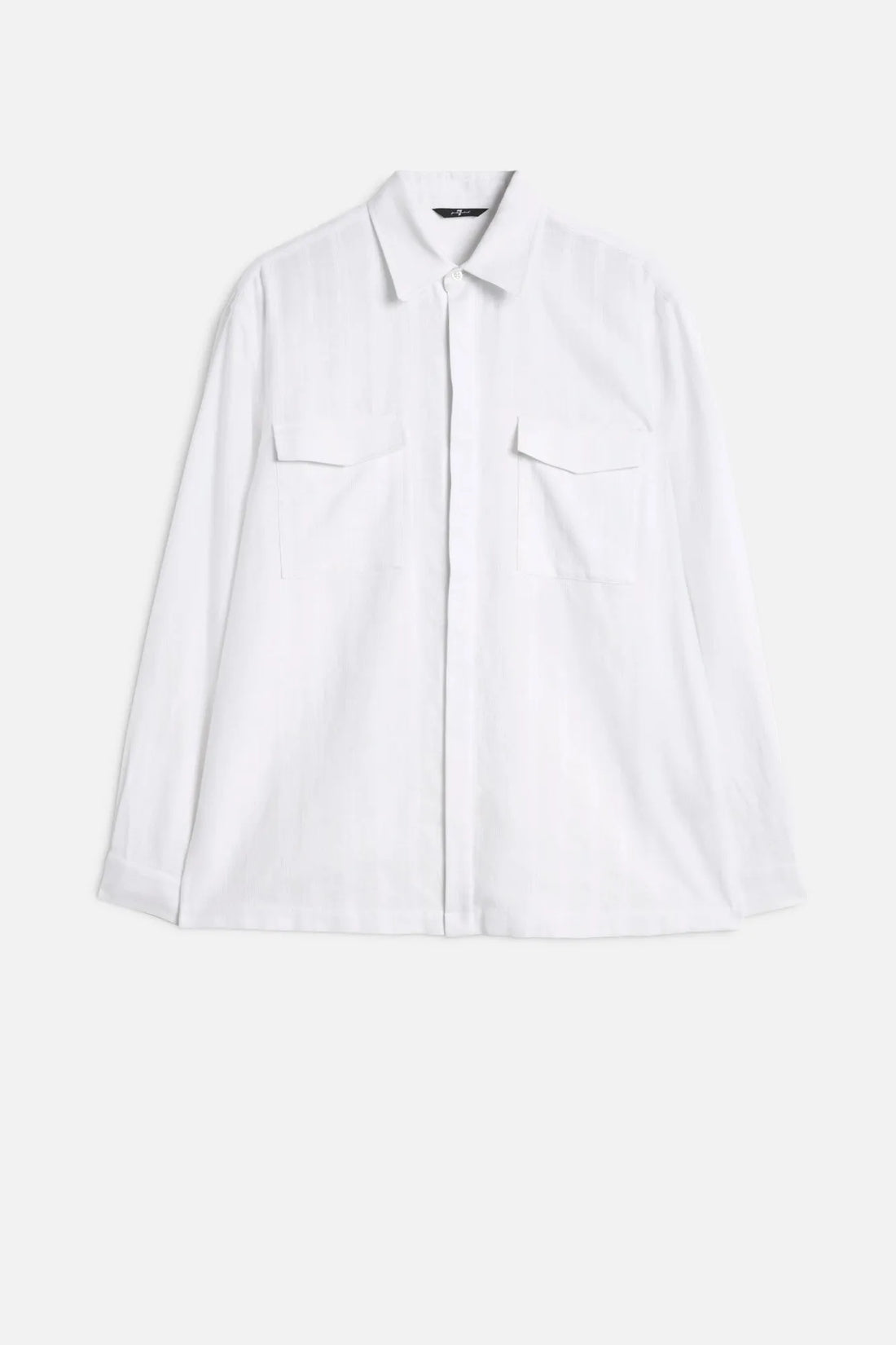 7 For All Mankind White Men Utility Shirt in Cotton Linen SKU: 7M8U0G73_3I0 Image 01