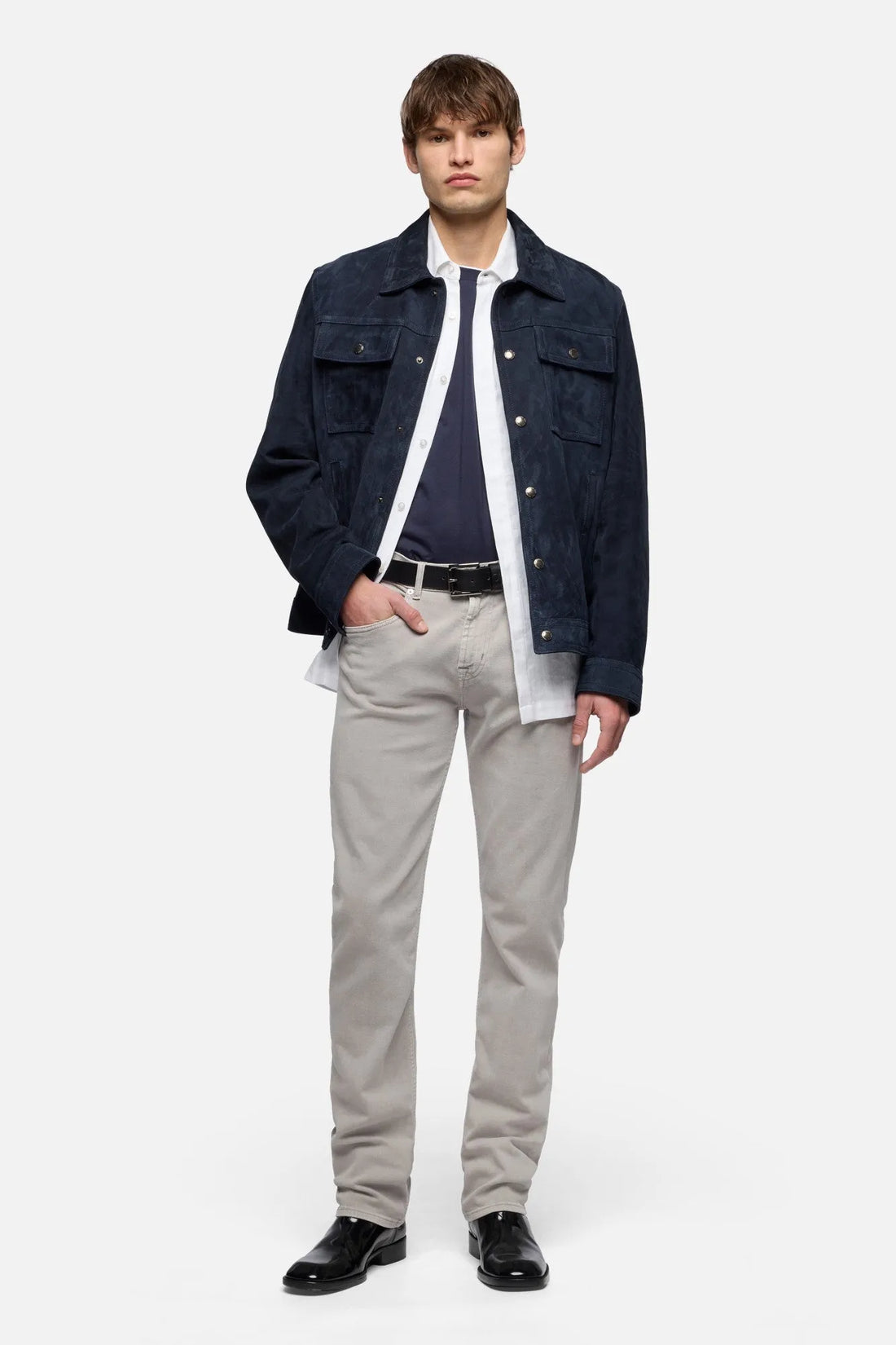 7 For All Mankind White Men Utility Shirt in Cotton Linen SKU: 7M8U0G73_3I0 Image 02