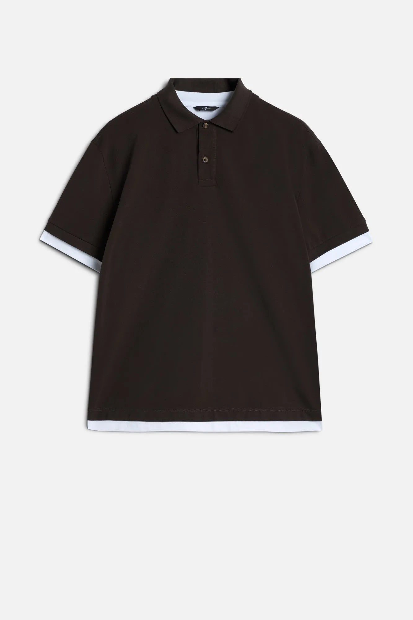7 For All Mankind Espresso Men Double Layer Polo SKU: 7M8W0G76_3E9 Image 01