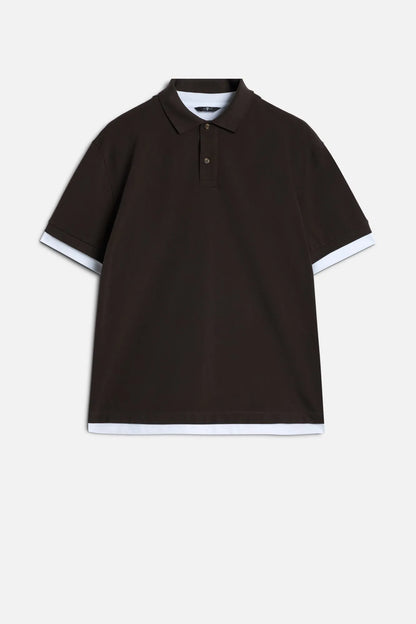 7 For All Mankind Espresso Men Double Layer Polo SKU: 7M8W0G76_3E9 Image 01