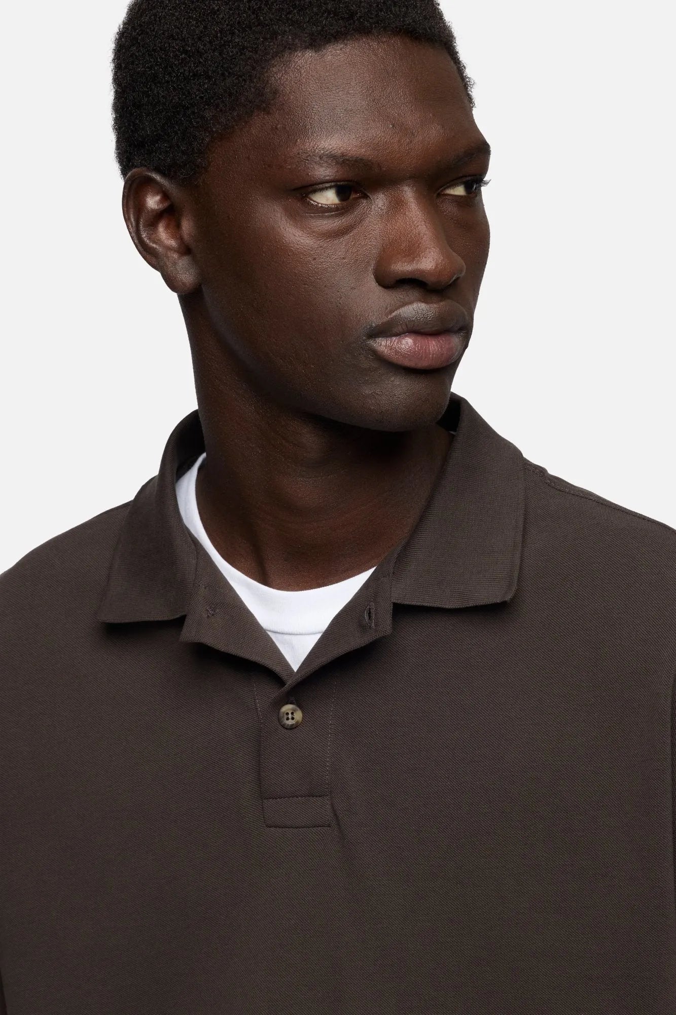 7 For All Mankind Espresso Men Double Layer Polo SKU: 7M8W0G76_3E9 Image 04