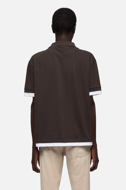 7 For All Mankind Espresso Men Double Layer Polo SKU: 7M8W0G76_3E9 Image 05