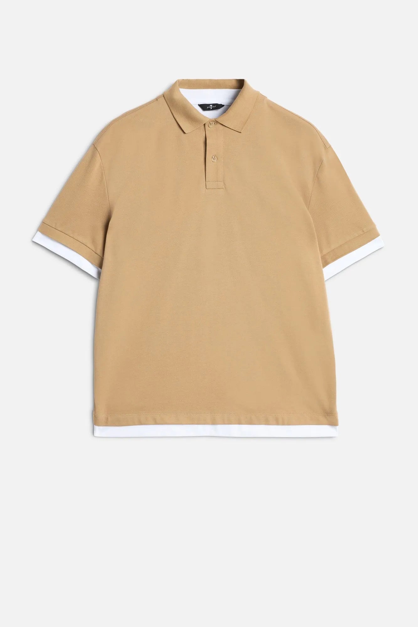 7 For All Mankind Tan Men Double Layer Polo SKU: 7M8W0G76_3FB Image 01