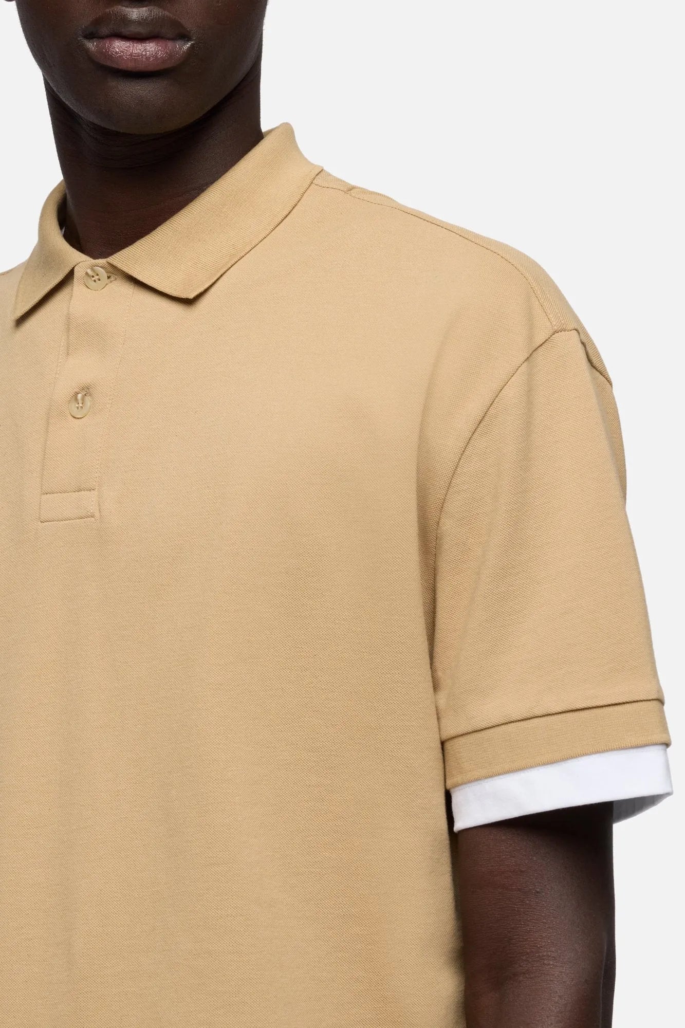 7 For All Mankind Tan Men Double Layer Polo SKU: 7M8W0G76_3FB Image 04