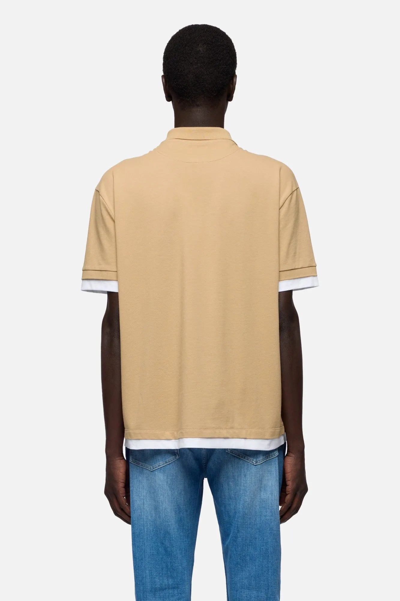 7 For All Mankind Tan Men Double Layer Polo SKU: 7M8W0G76_3FB Image 05