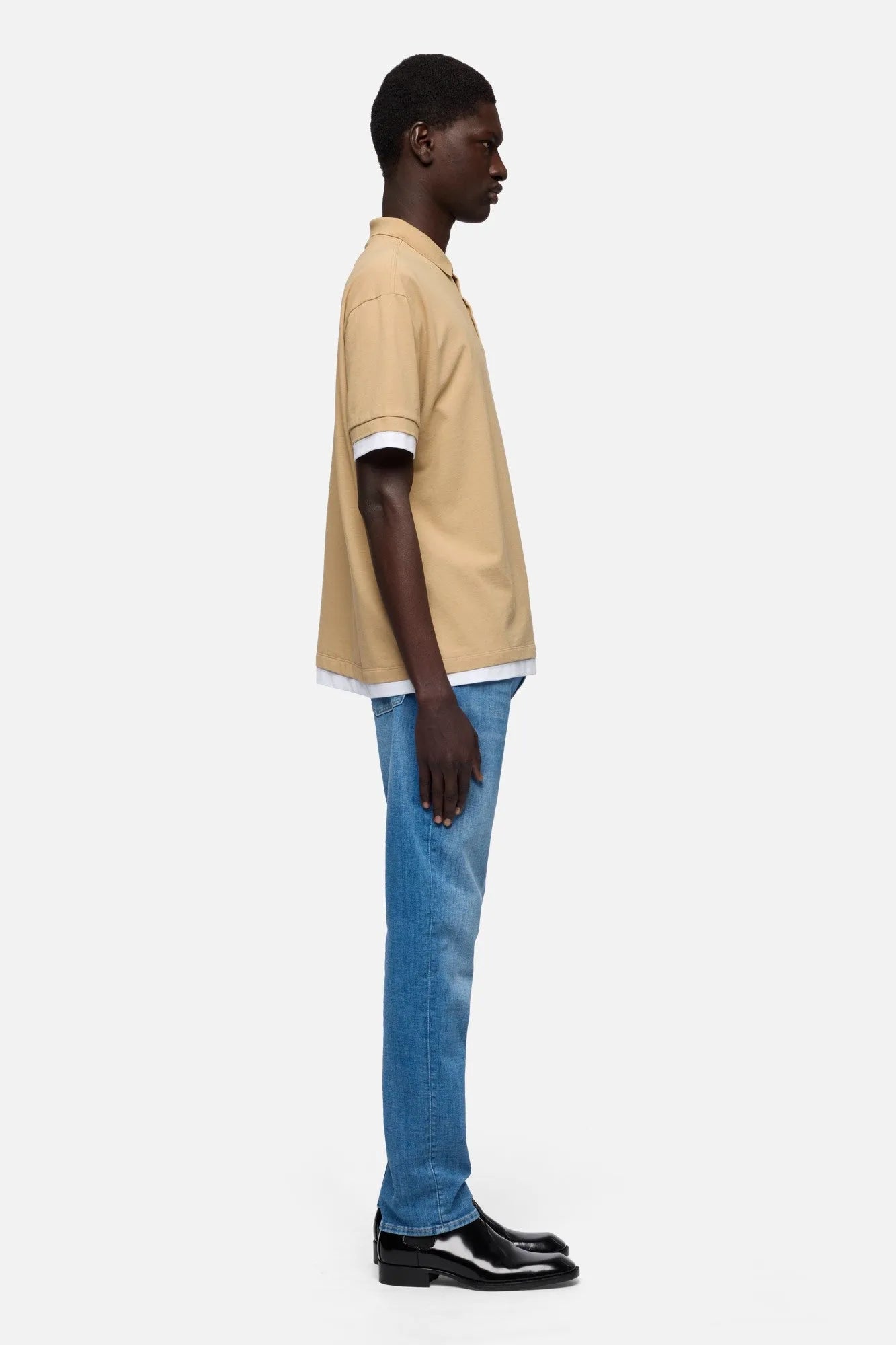 7 For All Mankind Tan Men Double Layer Polo SKU: 7M8W0G76_3FB Image 06