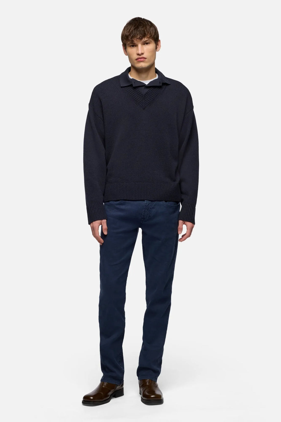 7 For All Mankind Midnight Men Double Layer Polo SKU: 7M8W0G76_3HU Image 02