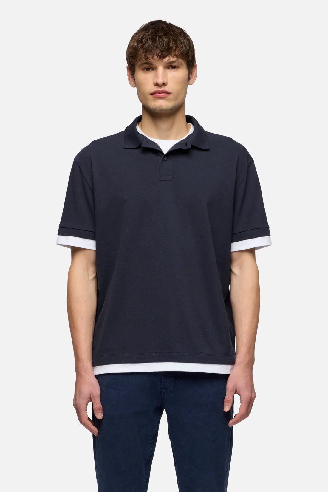 7 For All Mankind Midnight Men Double Layer Polo SKU: 7M8W0G76_3HU Image 03