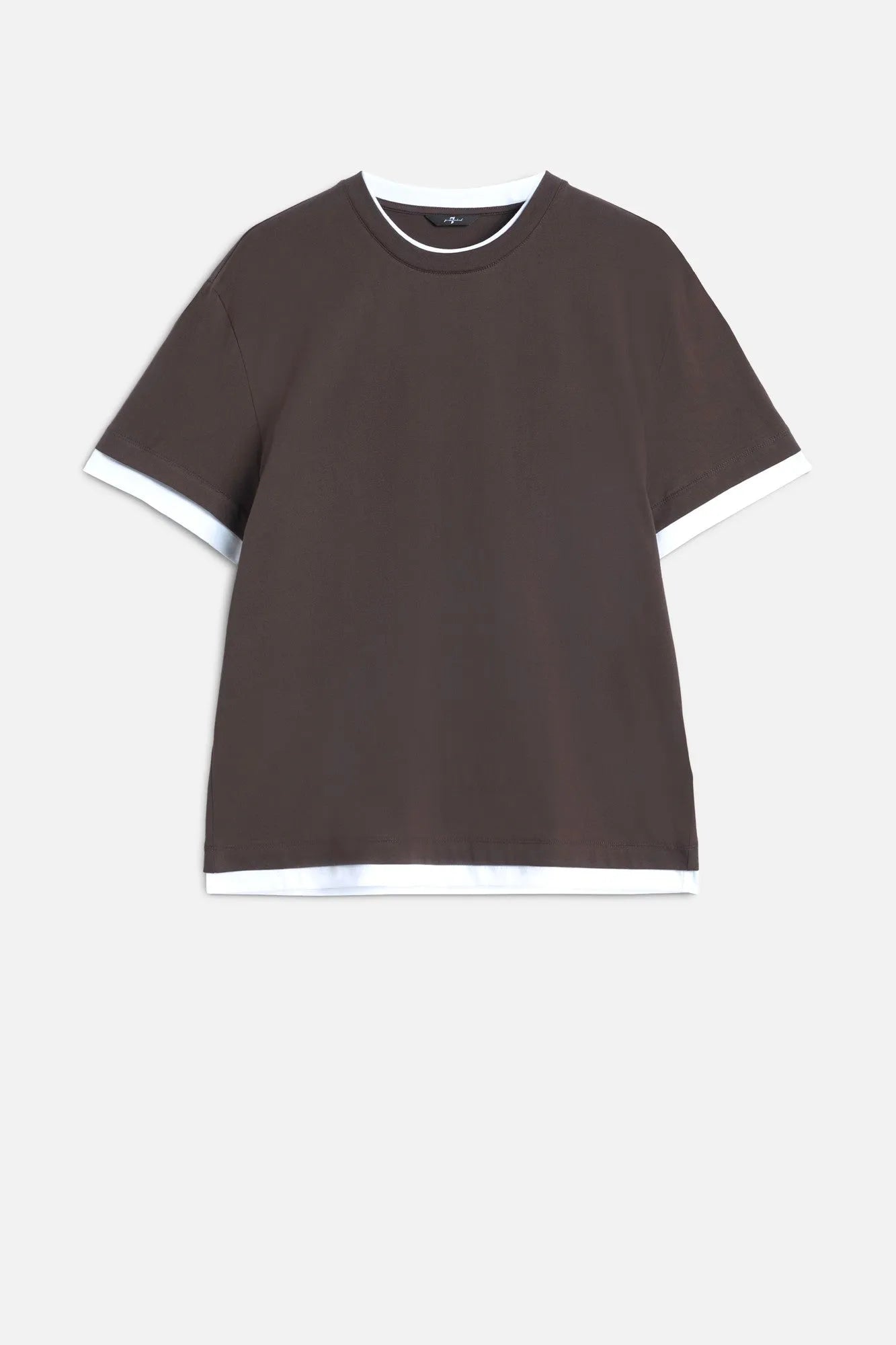 7 For All Mankind Espresso Men Double Layer Tee SKU: 7M8X0G54_3E9 Image 01