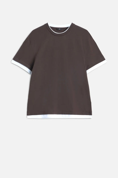 7 For All Mankind Espresso Men Double Layer Tee SKU: 7M8X0G54_3E9 Image 01