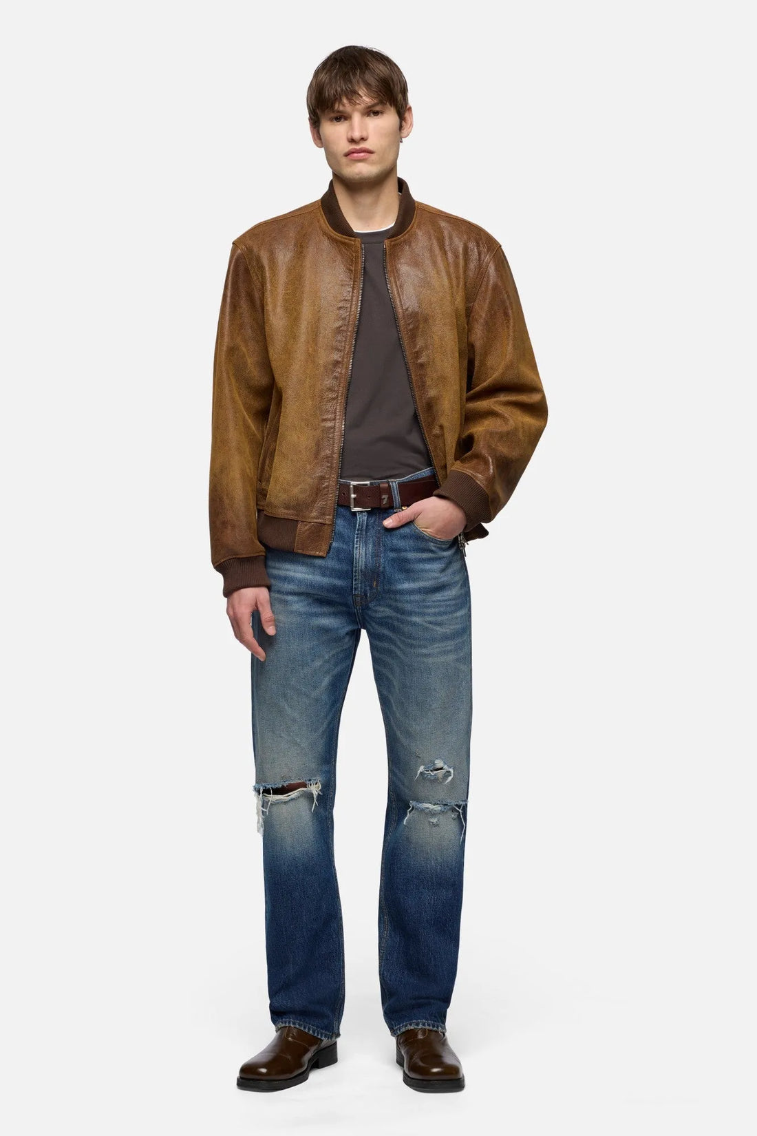 7 For All Mankind Espresso Men Double Layer Tee SKU: 7M8X0G54_3E9 Image 02