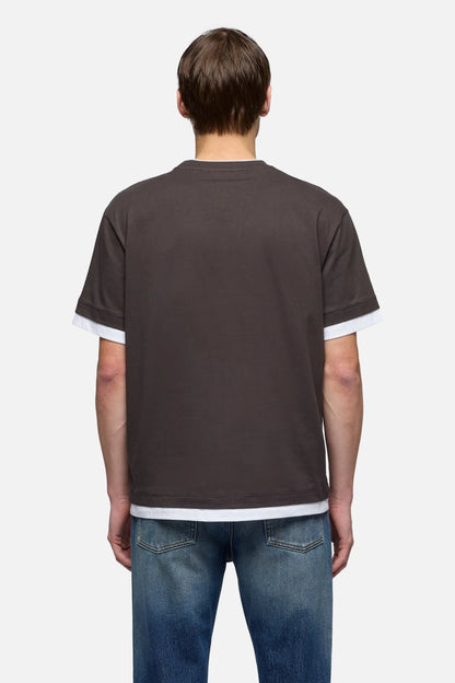 7 For All Mankind Brown Men Double Layer Tee SKU: 7M8X0G54_3E9 Image 05
