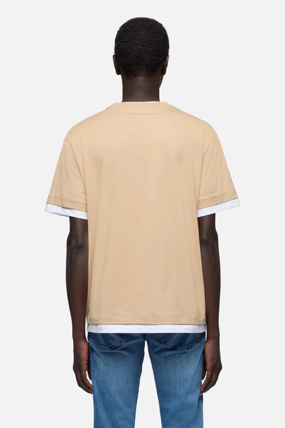 7 For All Mankind Tan Men Double Layer Tee SKU: 7M8X0G54_3FB Image 05