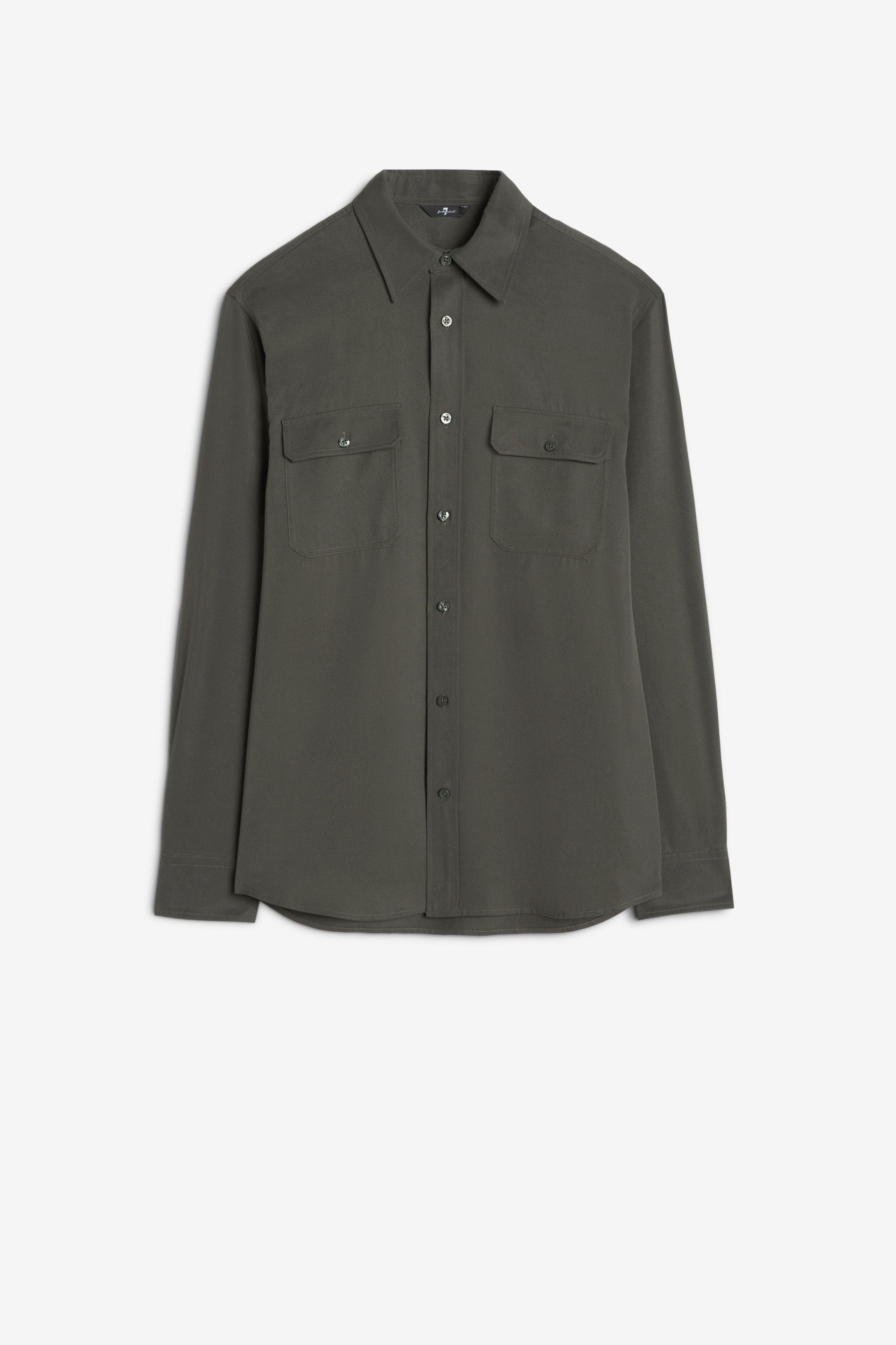 7 For All Mankind_Military Shirt Lyocell Forest Green with Pockets_7MC11W37-FOR_FOR_03