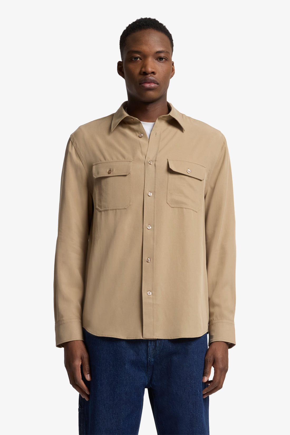 7 For All Mankind_Military Shirt Lyocell Taupe with Pockets_7MC11W37-TAU_TAU_01