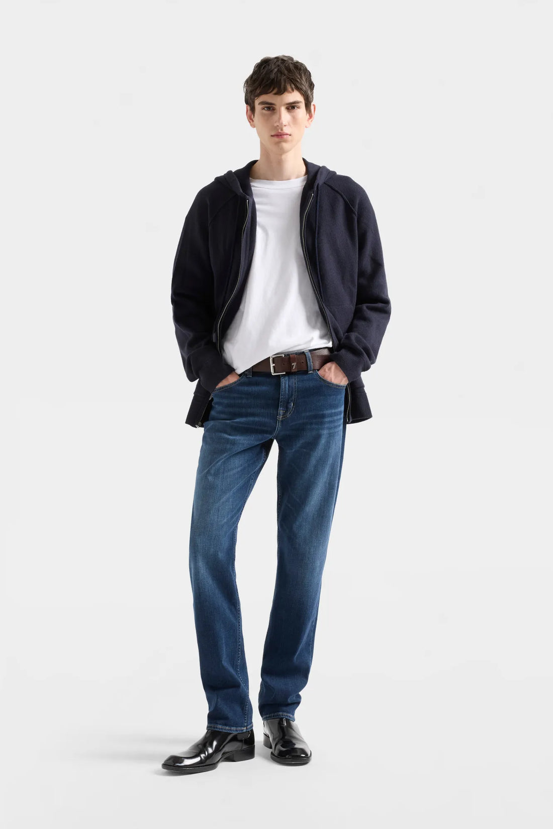 7 For All Mankind Midnight Men Zip Hoodie SKU: 7MDS0H34_3Q4 Image 01