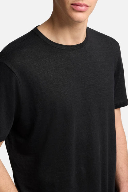7 For All Mankind Black Men Tee in Linen SKU: 7MM70E99_1K1 Image 04