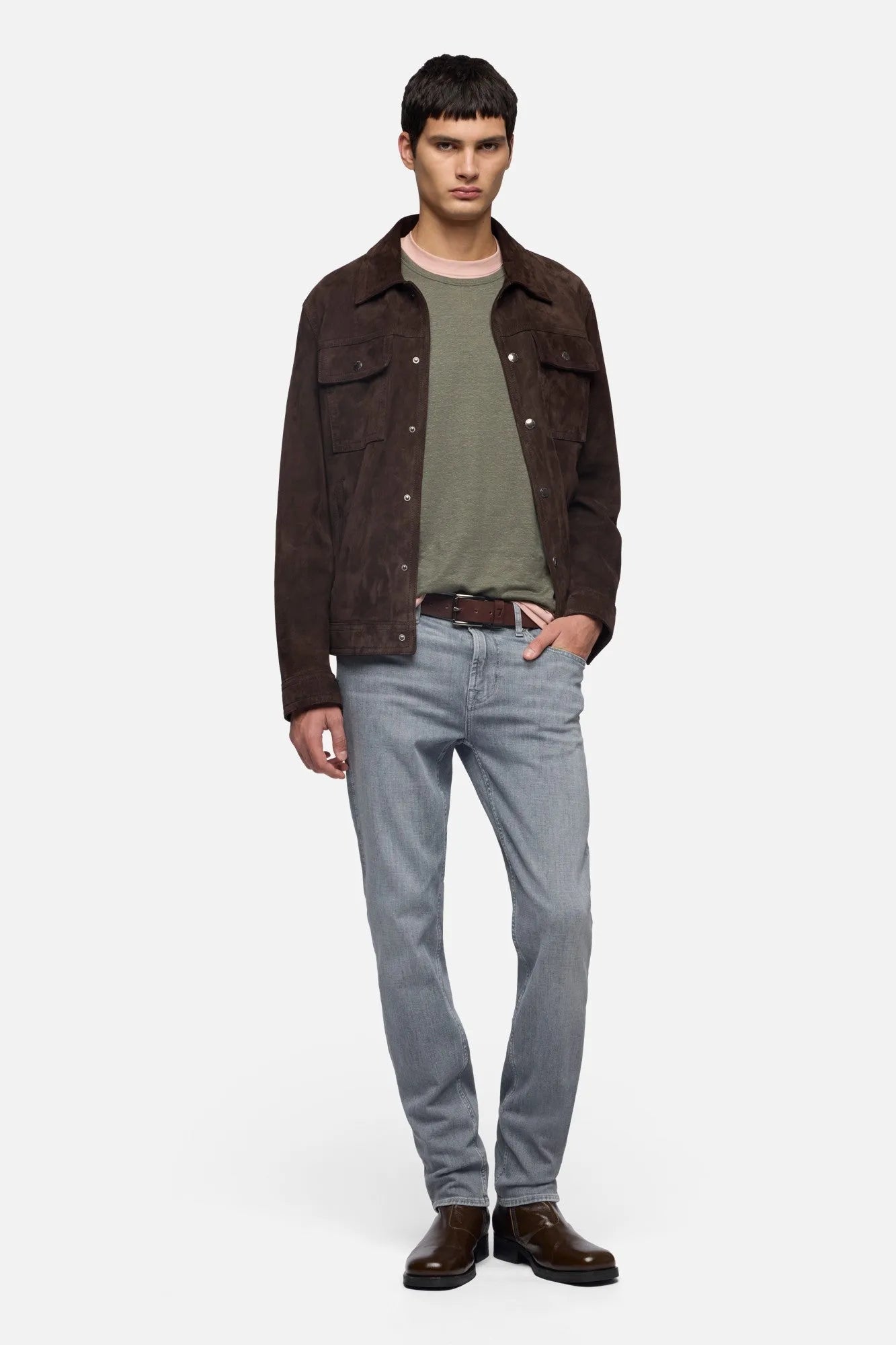 7 For All Mankind Army Men Tee in Linen Blend SKU: 7MM70E99_3FG Image 02