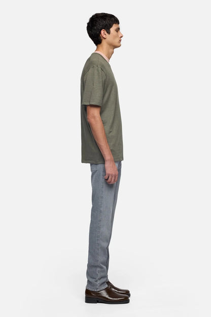 7 For All Mankind Army Men Tee in Linen Blend SKU: 7MM70E99_3FG Image 06