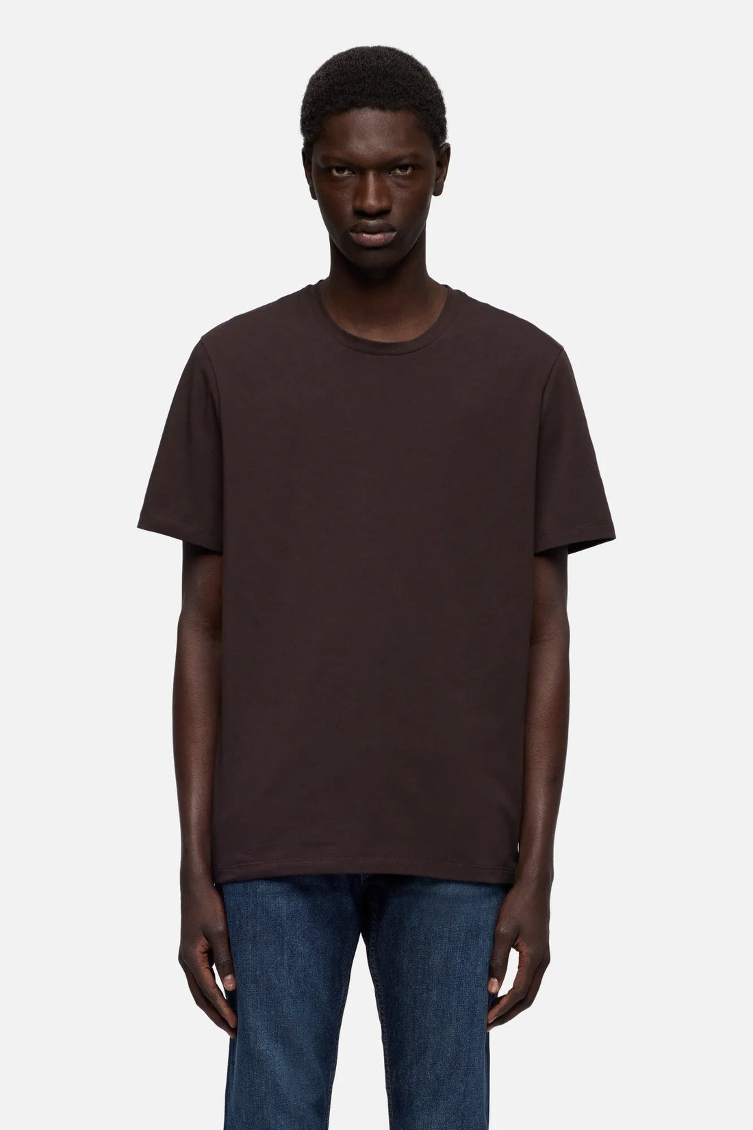7 For All Mankind Espresso Men Tee in Luxe Performance SKU: 7MM70F14_3FH Image 03