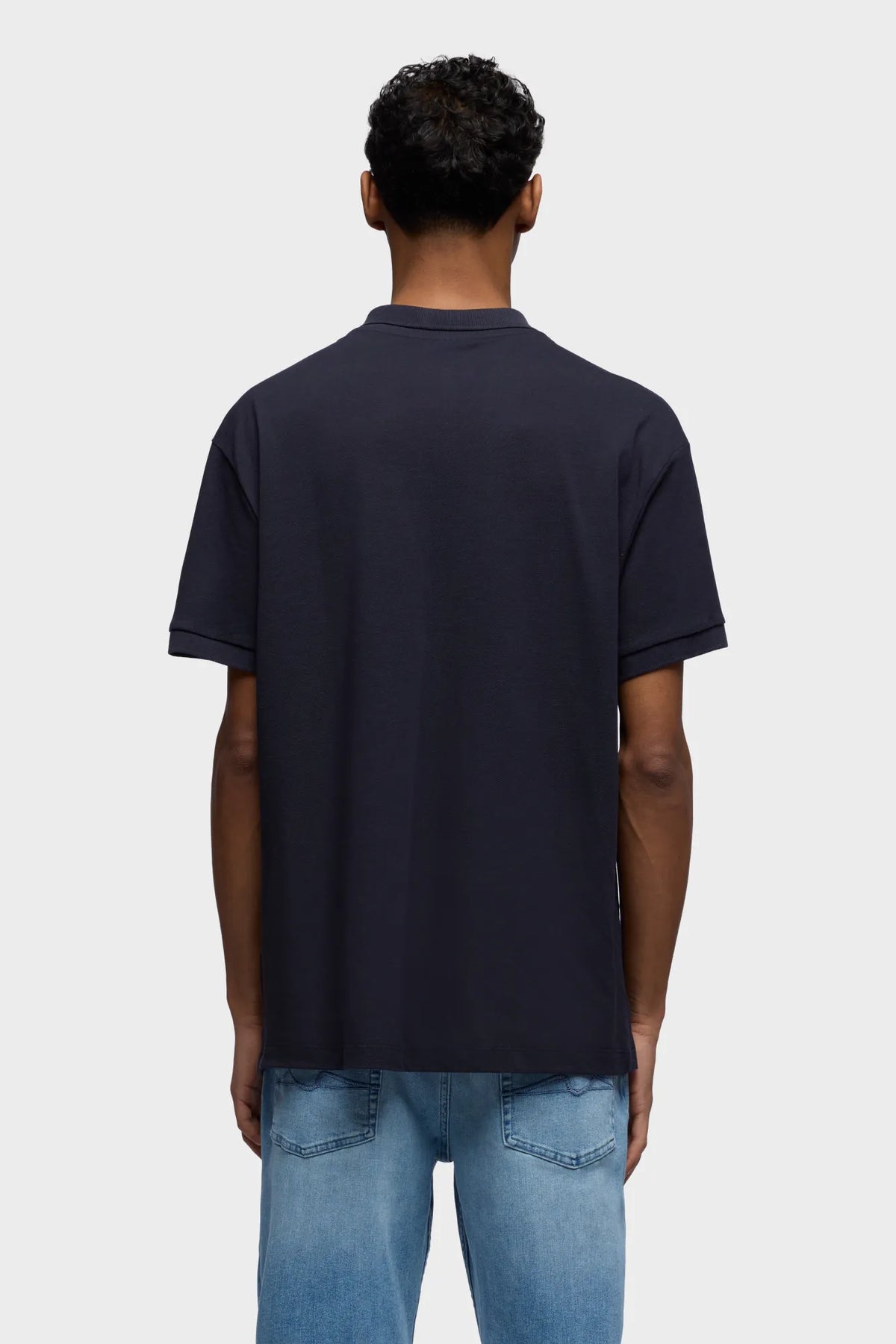 7 For All Mankind Dark Blue Men Short Sleeve Polo in Lyocell SKU: 7MP00H12_27J Image 04