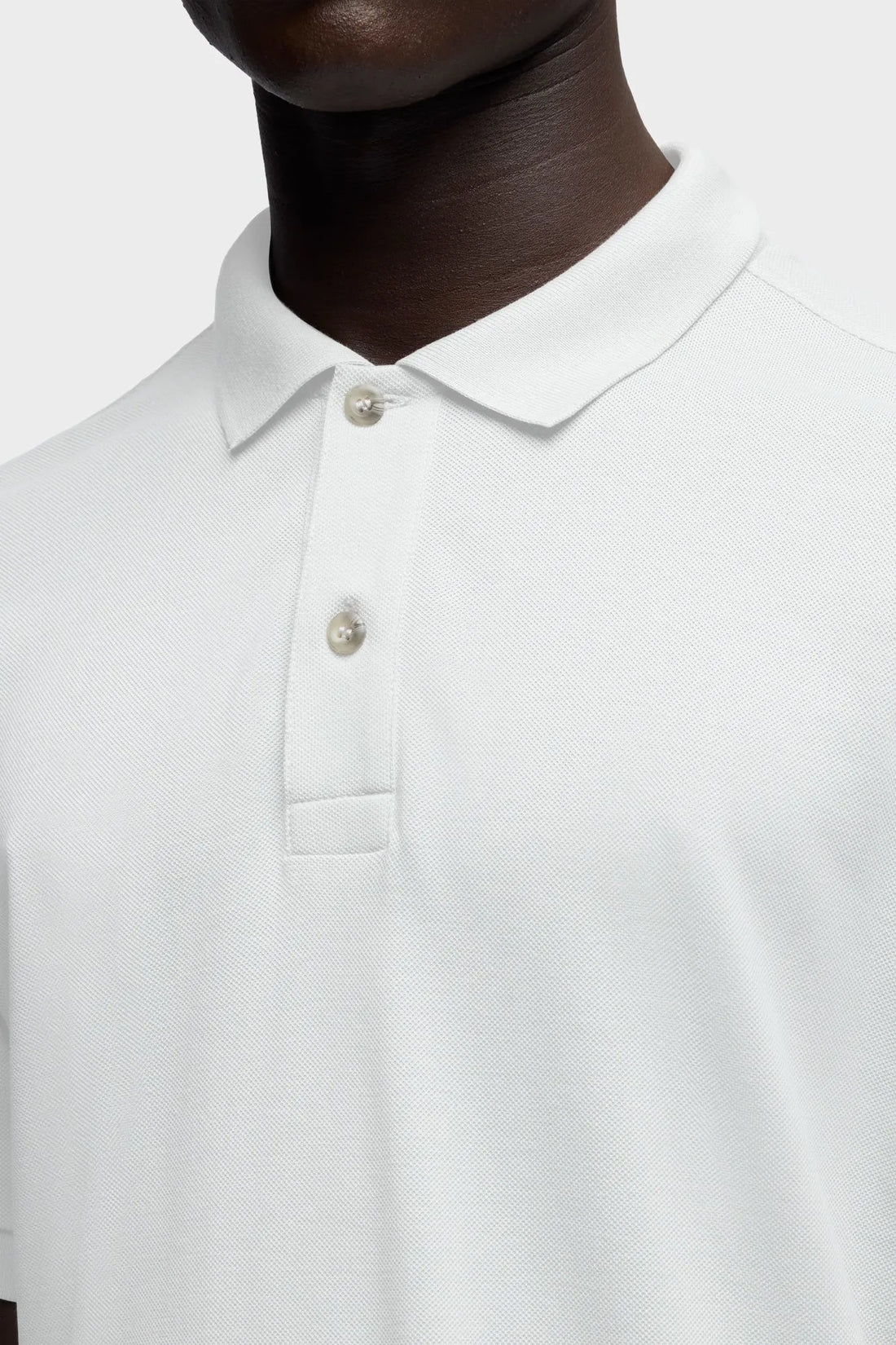 7 For All Mankind White Men Short Sleeve Polo in Lyocell SKU: 7MP00H12_3VJ Image 03
