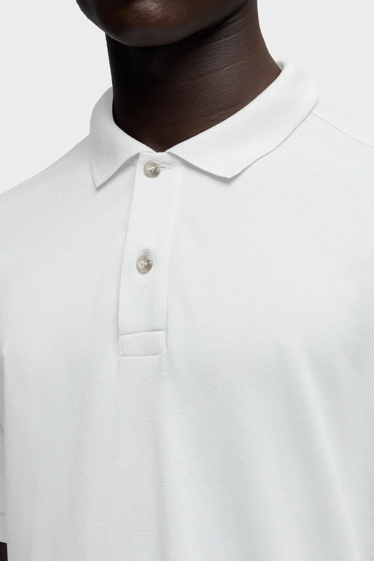7 For All Mankind White Men Short Sleeve Polo in Lyocell SKU: 7MP00H12_3VJ Image 03