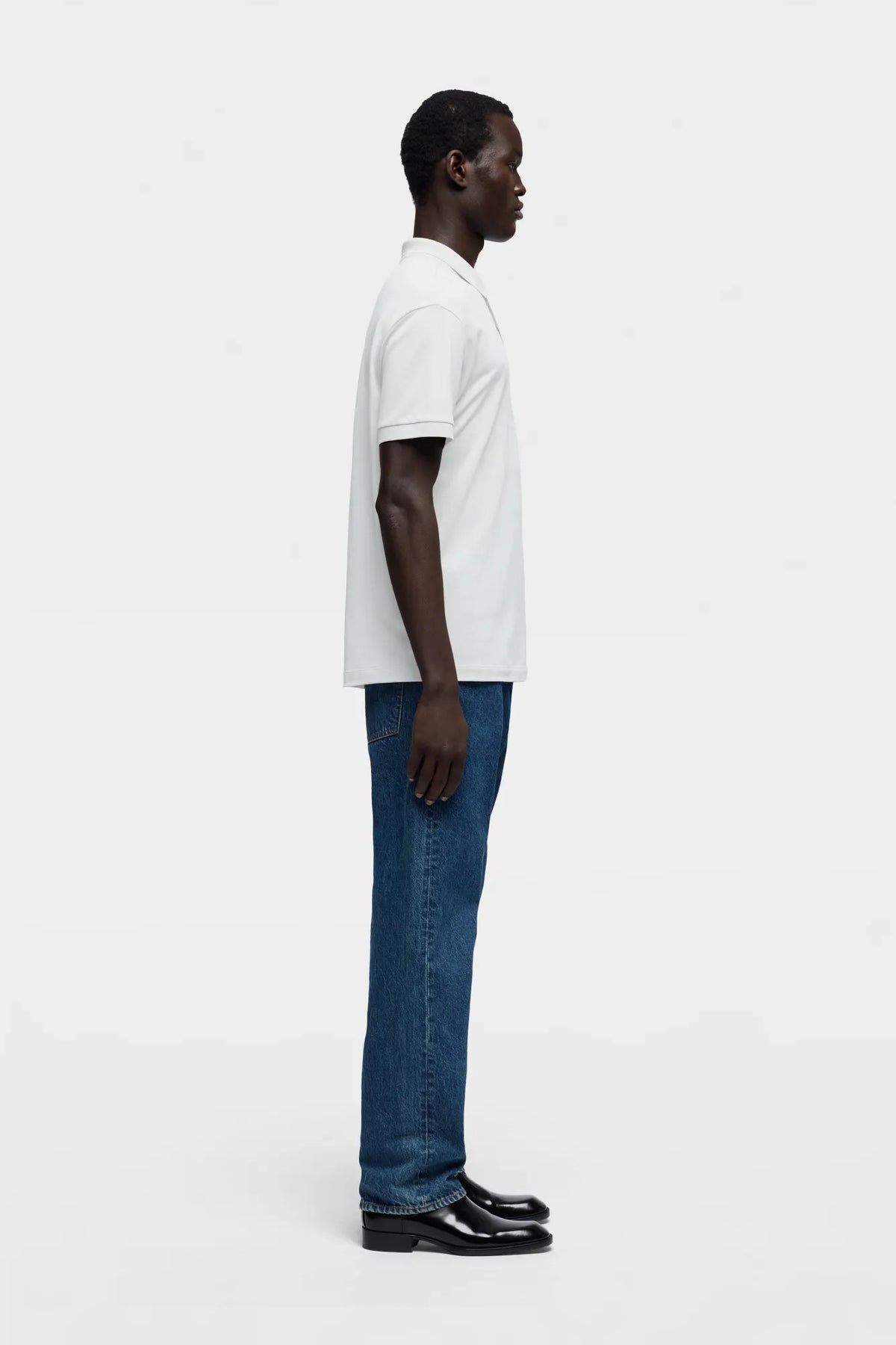 7 For All Mankind White Men Short Sleeve Polo in Lyocell SKU: 7MP00H12_3VJ Image 05