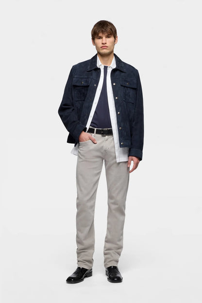 7 For All Mankind Midnight Men Modern Trucker Jacket in Suede SKU: 7MQ80F15_3FM Image 01