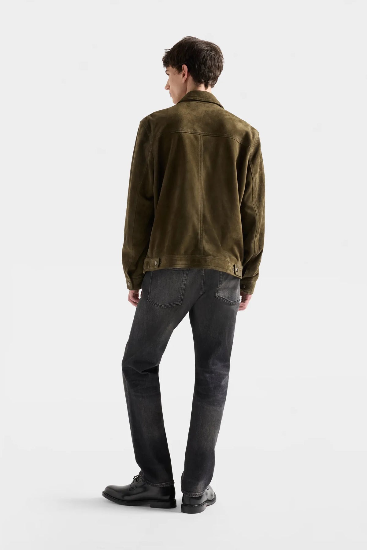 7 For All Mankind Military Men Modern Trucker in Suede SKU: 7MQ80F15_3PN Image 04
