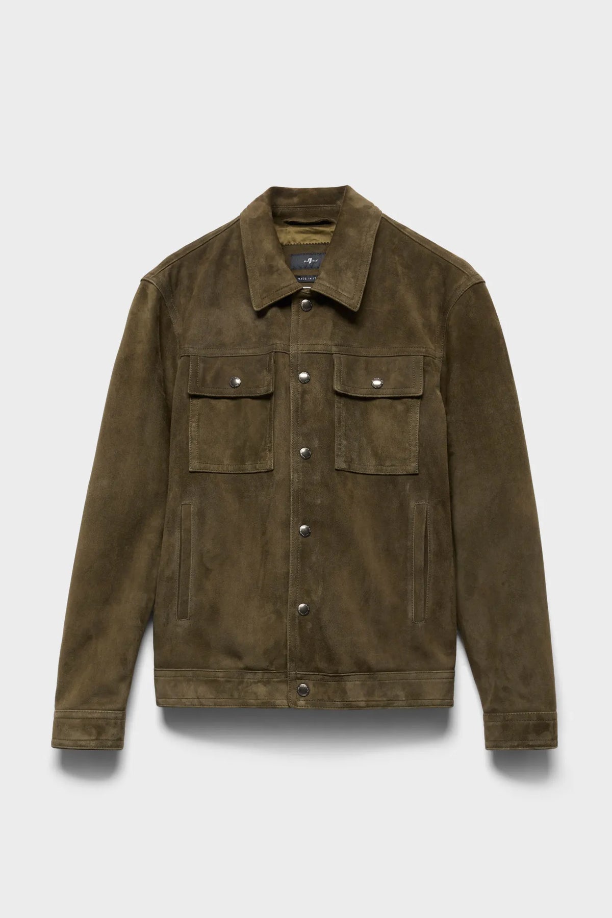 7 For All Mankind Military Men Modern Trucker in Suede SKU: 7MQ80F15_3PN Image 06
