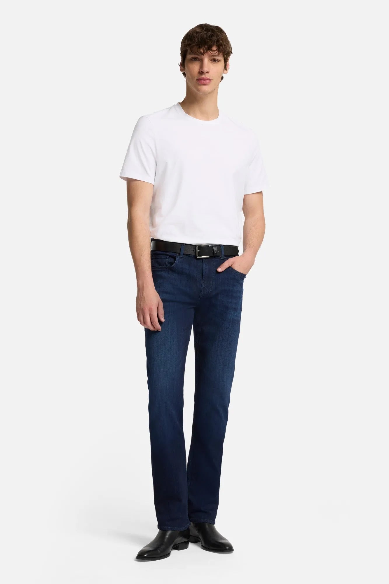 7 For All Mankind White Men Tee in Luxe Performance SKU: 7MR01237_WHT Image 02