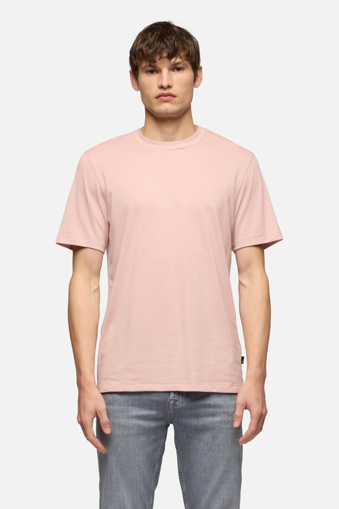 7 For All Mankind Green Men Crewneck Tee in Lyocell SKU: 7MR40F46_3FF Image 03