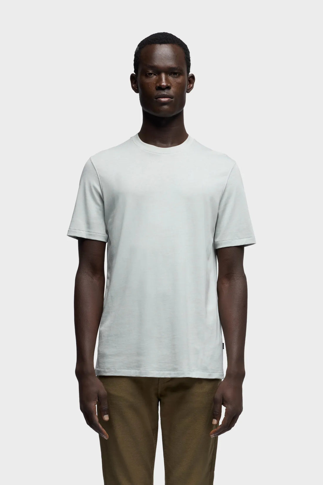 7 For All Mankind Light Blue Men Crewneck Tee in Lyocell SKU: 7MR40F46_3JW Image 02