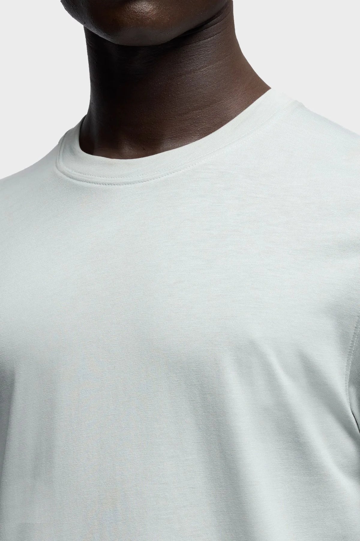 7 For All Mankind Light Blue Men Crewneck Tee in Lyocell SKU: 7MR40F46_3JW Image 03