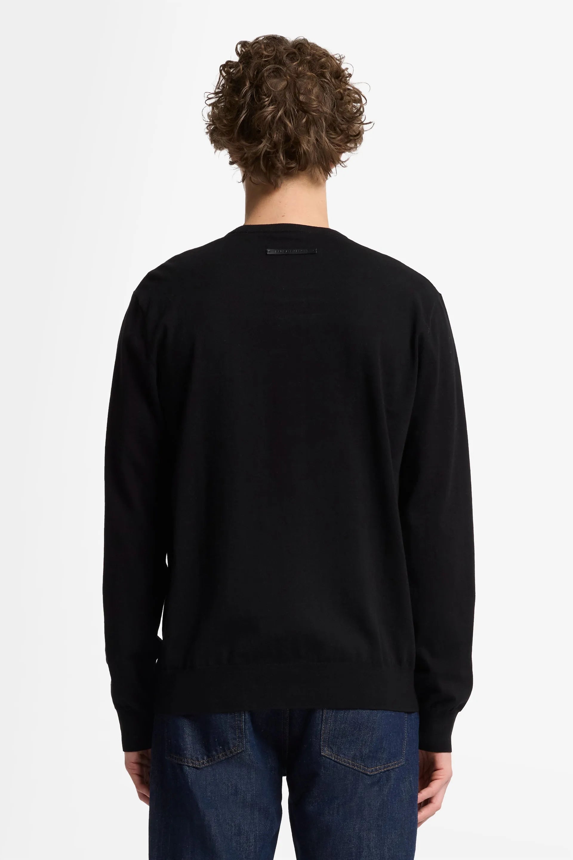 7 For All Mankind_Black_Round Neck Sweater Cotton Black_7MS08K22_BLK_04