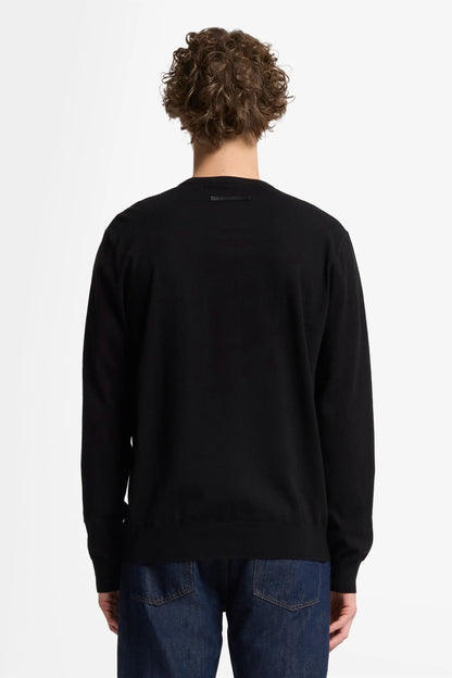 7 For All Mankind_Black_Round Neck Sweater Cotton Black_7MS08K22_BLK_04
