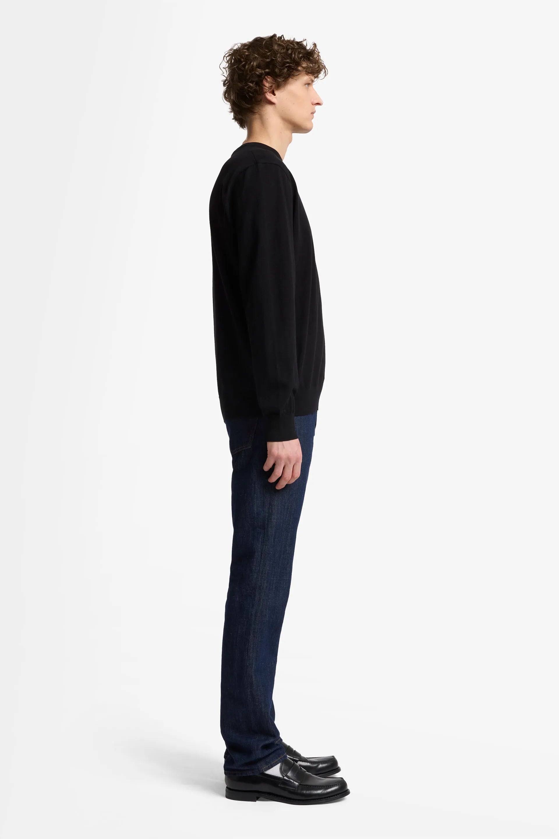 7 For All Mankind_Black_Round Neck Sweater Cotton Black_7MS08K22_BLK_05
