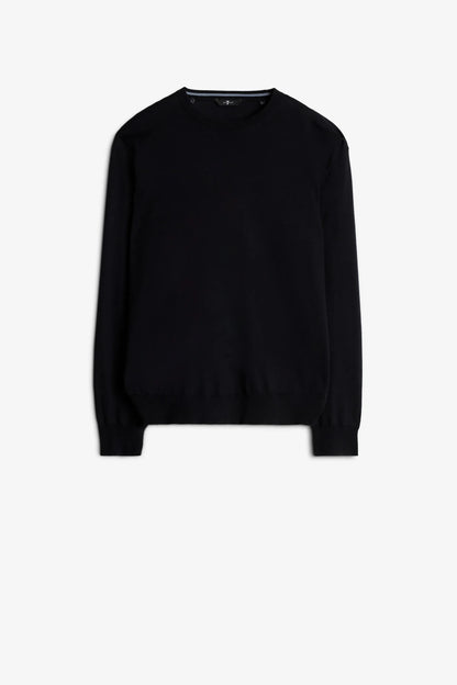 7 For All Mankind_Dark Blue_Round Neck Sweater Cotton Navy_7MS08K22_DNV_06