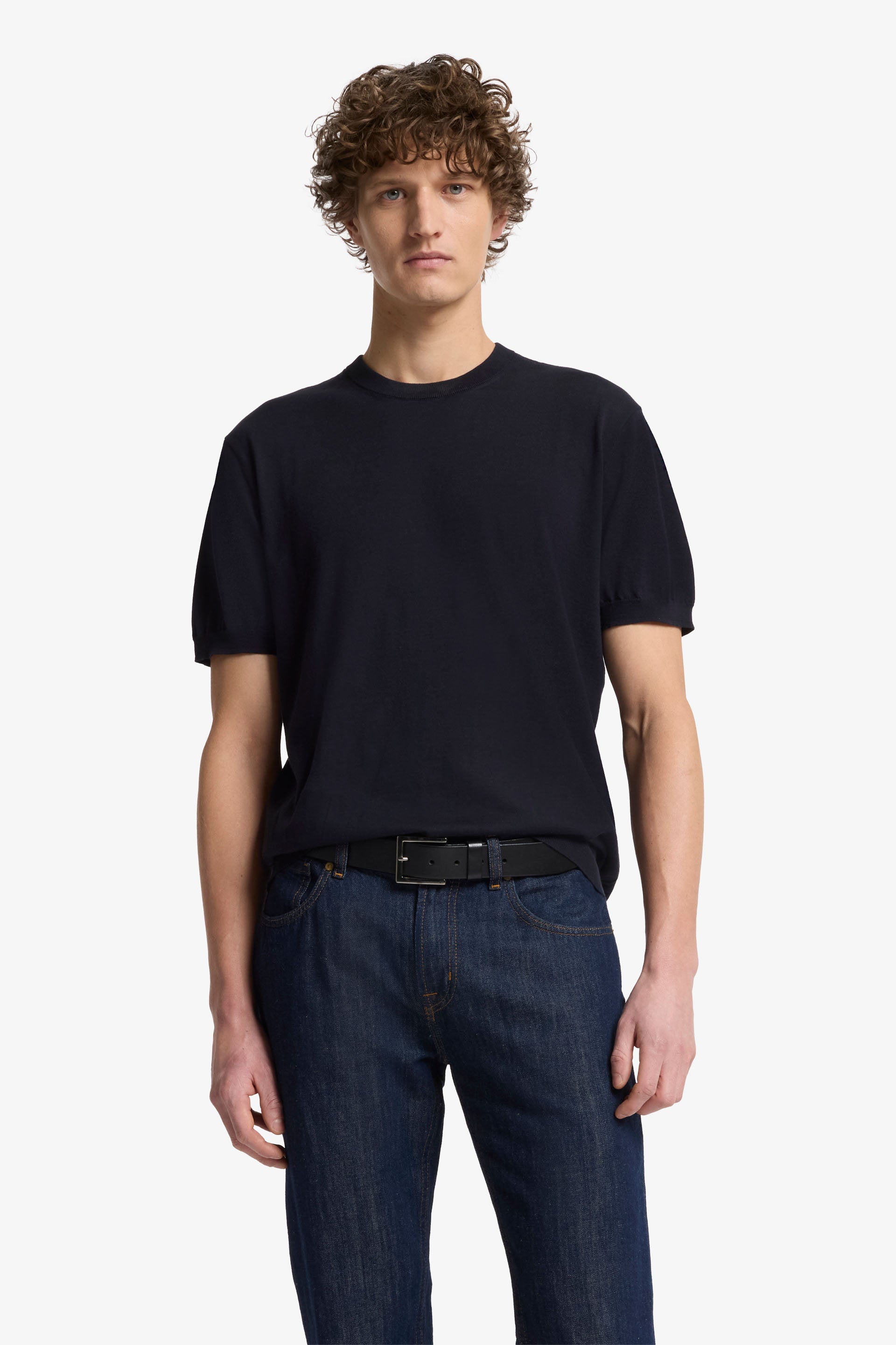 7 For All Mankind_Round Neck S/S Tee Cotton Navy_7MT02K22-DNV_DNV_01