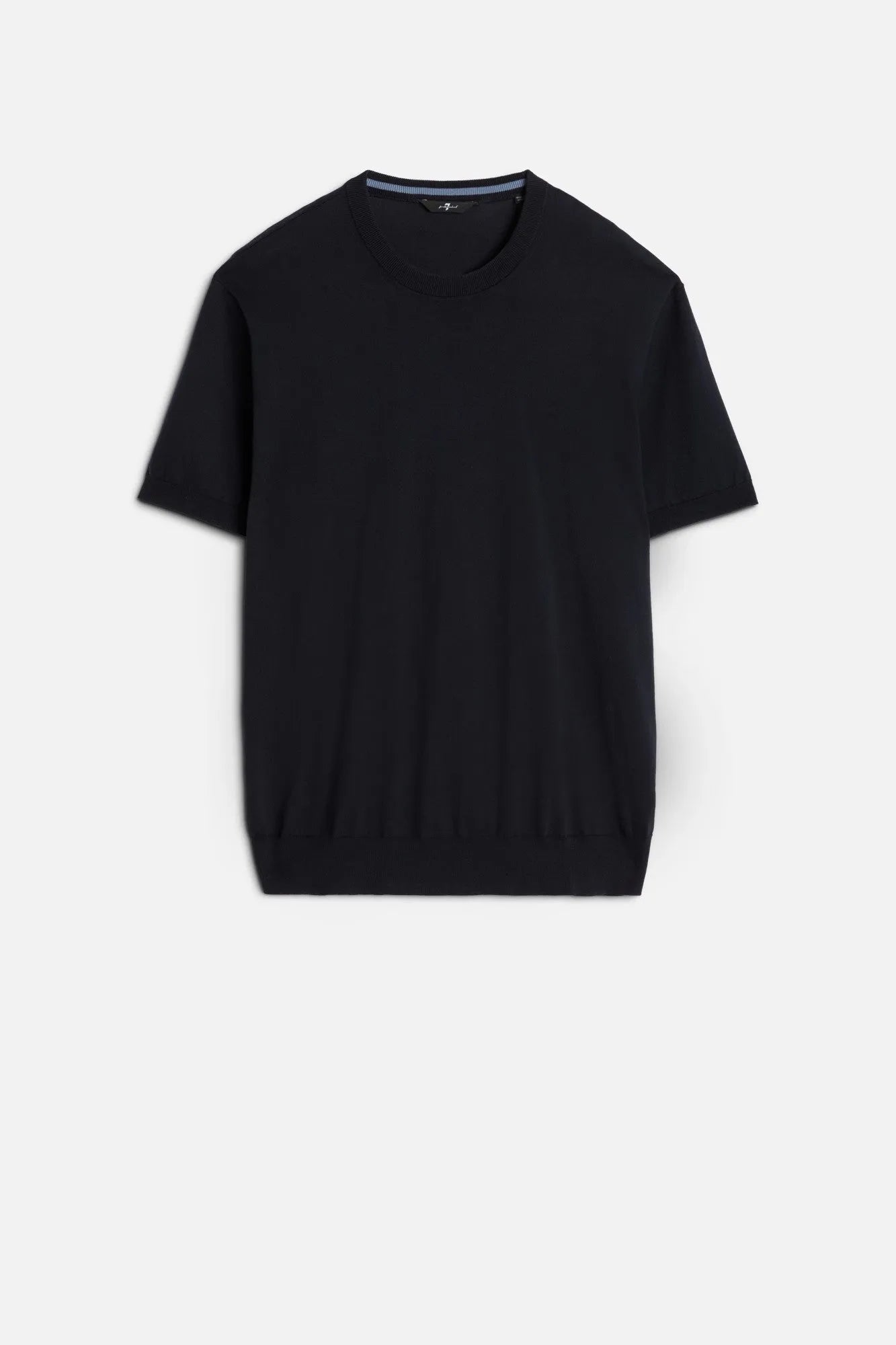 7 For All Mankind Navy Men Short Sleeve Sweater in Cotton SKU: 7MT02K22_DNV Image 01