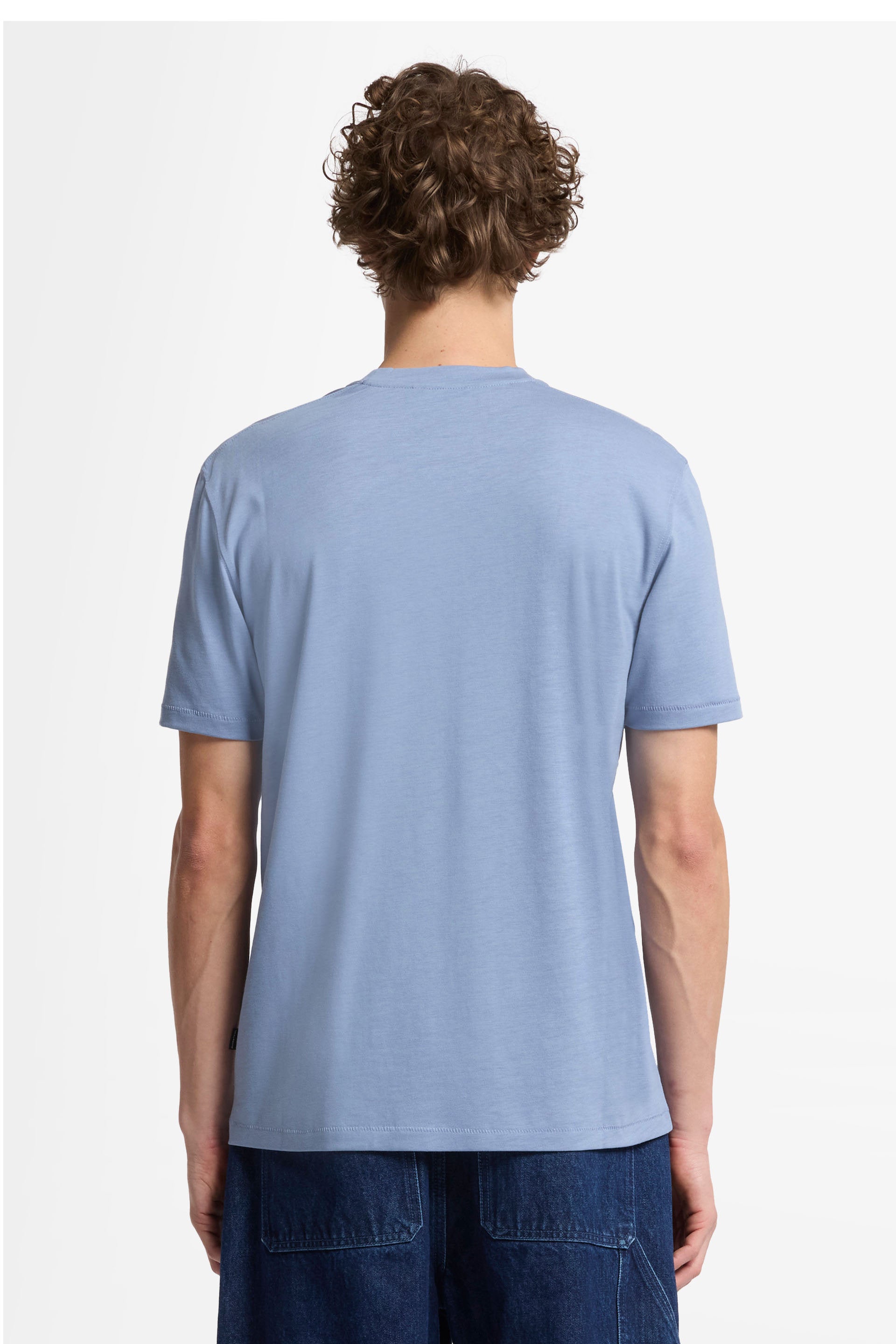 7 For All Mankind_Crewneck S/S Tee Cotton Lyocell Slate Blue_7MT04J09-BET_BET_05