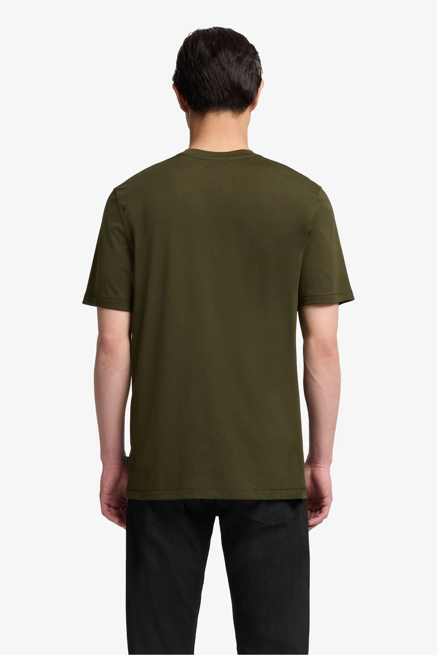 7 For All Mankind_Dark Green_Short Sleeve Crewneck Tee in Cotton Lyocell_7MT04J09_21J_04