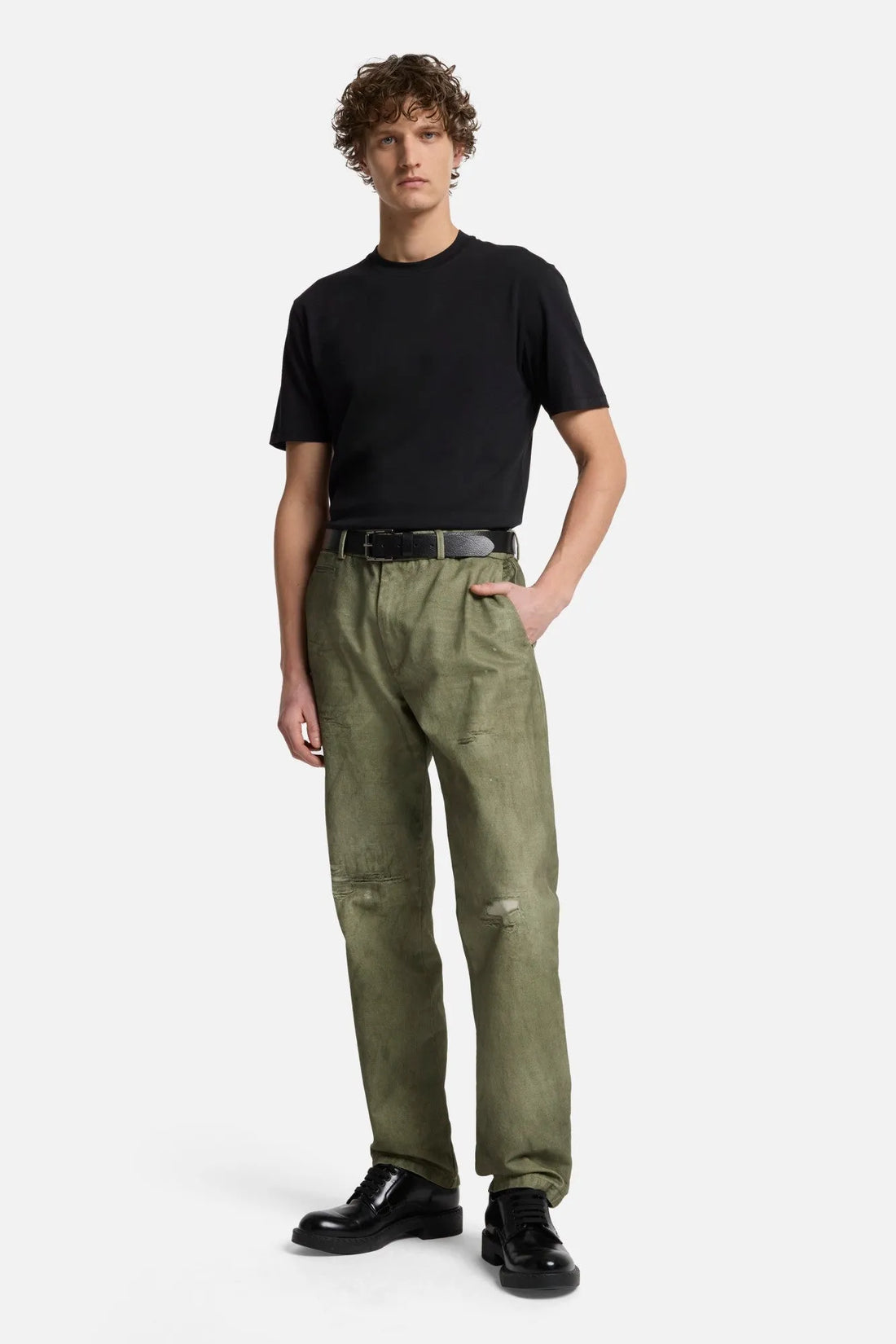 7 For All Mankind Black Men Crewneck Tee in Lyocell SKU: 7MT04J09_BLK Image 02