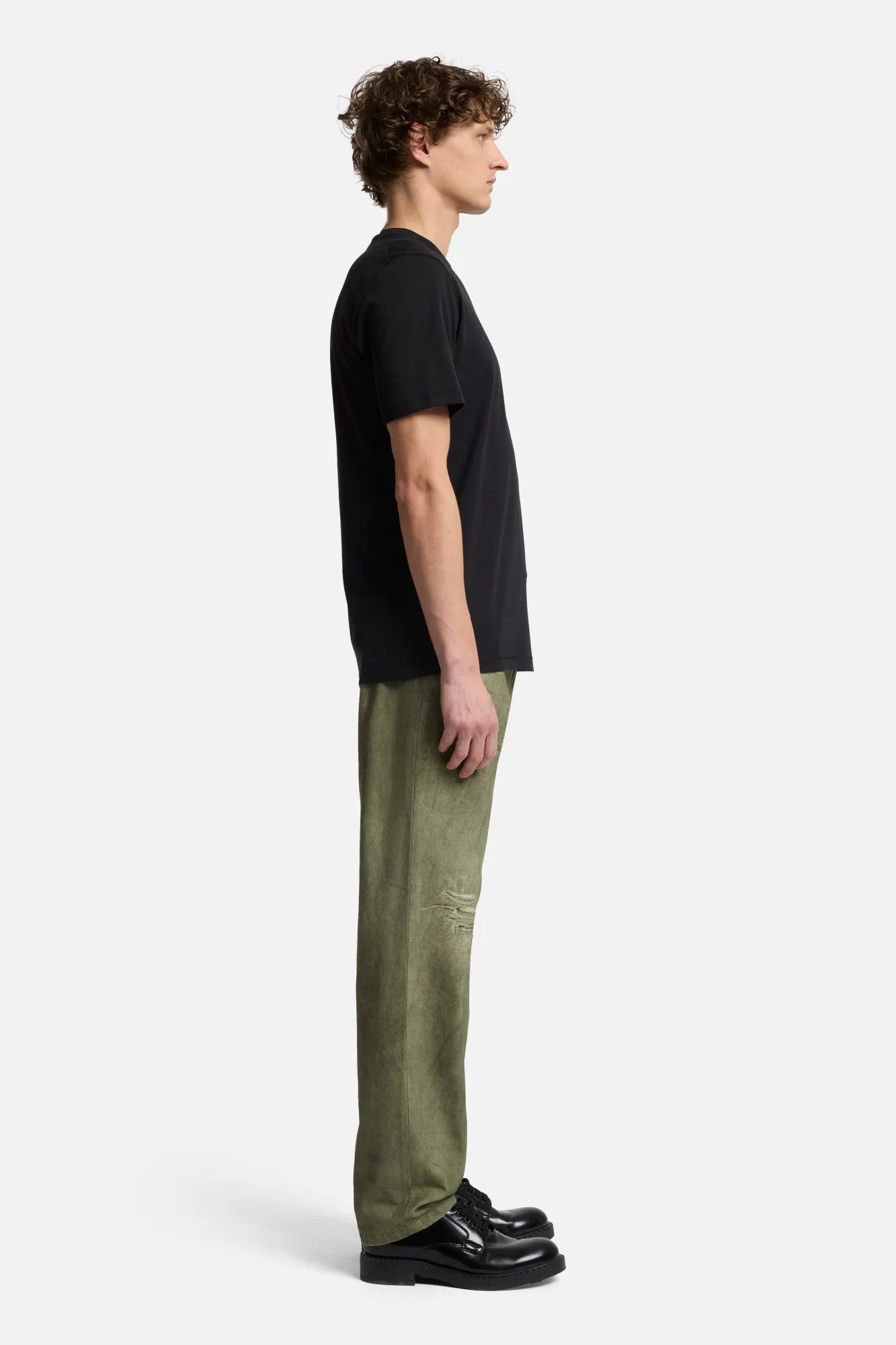 7 For All Mankind Black Men Crewneck Tee in Lyocell SKU: 7MT04J09_BLK Image 06